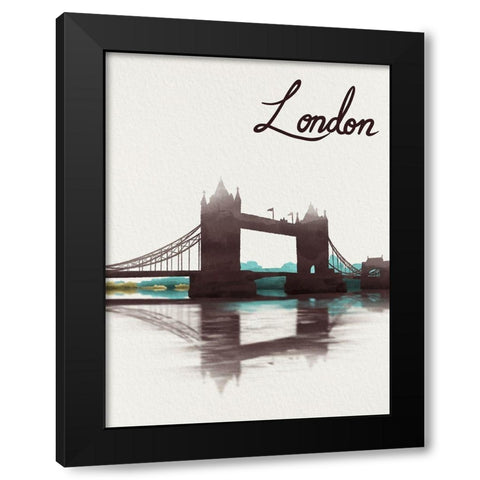 Watercolored London Black Modern Wood Framed Art Print with Double Matting by Prime, Marcus