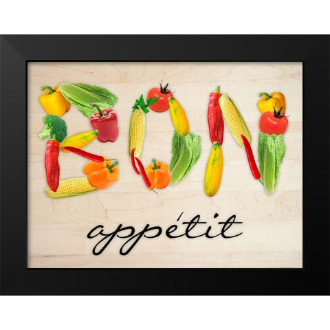 Bon Appetit Black Modern Wood Framed Art Print by Prime, Marcus