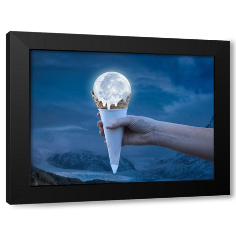 Dripping Moon 1 Black Modern Wood Framed Art Print by Prime, Marcus