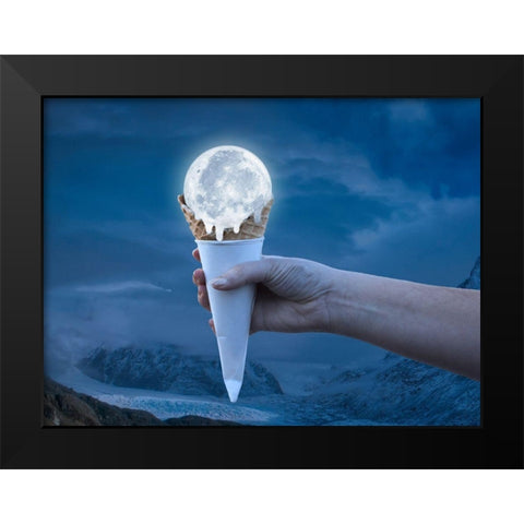 Dripping Moon 1 Black Modern Wood Framed Art Print by Prime, Marcus