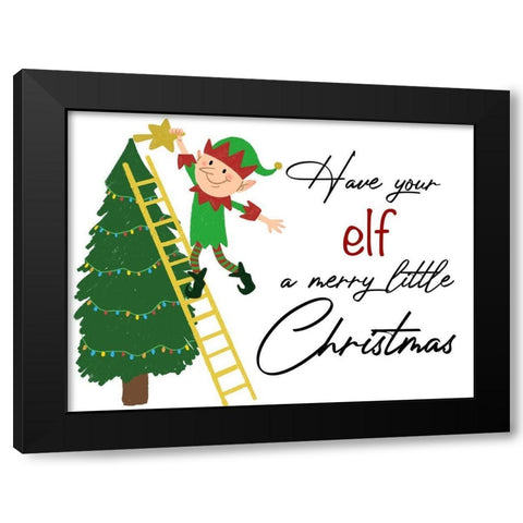 Elf Christmas 1 Black Modern Wood Framed Art Print with Double Matting by Prime, Marcus