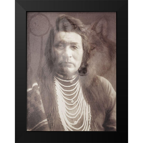 Wolf Dreamer Black Modern Wood Framed Art Print by Prime, Marcus