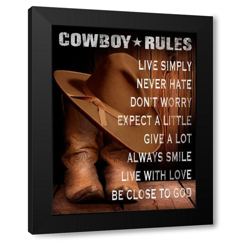 Cowboy Rules Black Modern Wood Framed Art Print by Prime, Marcus