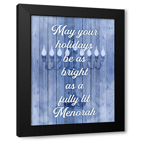 Lit Menorah Black Modern Wood Framed Art Print by Prime, Marcus