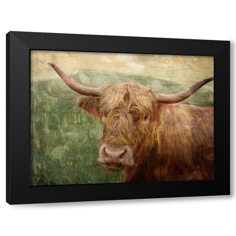 Hairy Bull Black Modern Wood Framed Art Print by Prime, Marcus