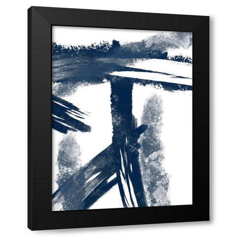 Navy Striking Seams 1 Black Modern Wood Framed Art Print by Prime, Marcus