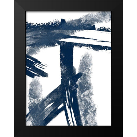 Navy Striking Seams 1 Black Modern Wood Framed Art Print by Prime, Marcus