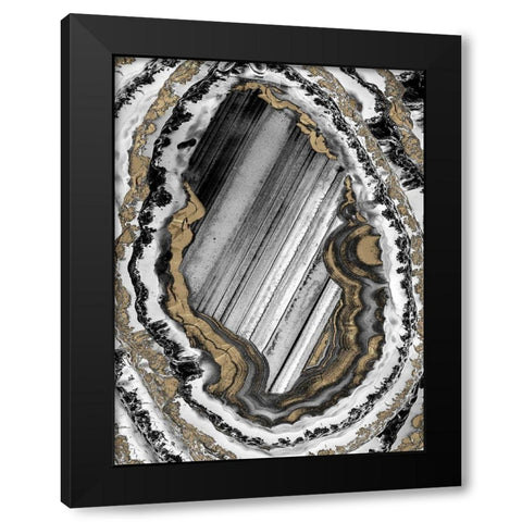 Golden Geode 1 Black Modern Wood Framed Art Print with Double Matting by Prime, Marcus