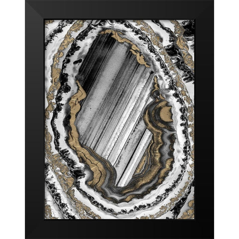 Golden Geode 1 Black Modern Wood Framed Art Print by Prime, Marcus