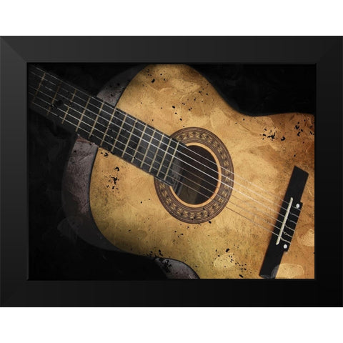 Acoustic Guitar Black Modern Wood Framed Art Print by Prime, Marcus