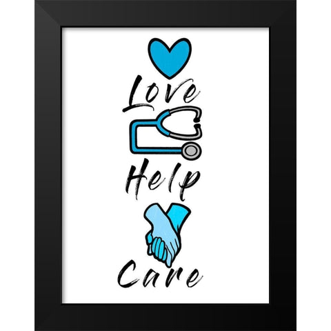 Love Help Care Black Modern Wood Framed Art Print by Prime, Marcus