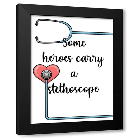 Stethoscope Heroes Black Modern Wood Framed Art Print by Prime, Marcus