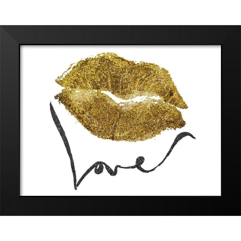 Loving Glitter Kiss Black Modern Wood Framed Art Print by Prime, Marcus