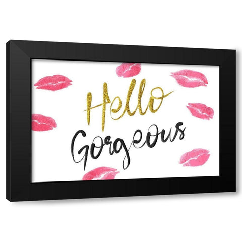 Glitter Hello Kisses Black Modern Wood Framed Art Print by Prime, Marcus