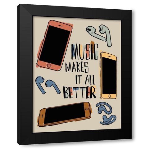 Better Music Black Modern Wood Framed Art Print by Prime, Marcus