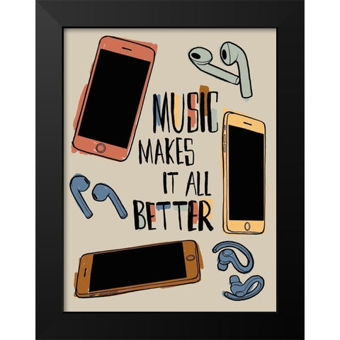 Better Music Black Modern Wood Framed Art Print by Prime, Marcus