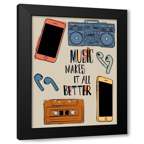 Better Music 2 Black Modern Wood Framed Art Print by Prime, Marcus