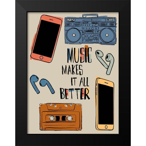 Better Music 2 Black Modern Wood Framed Art Print by Prime, Marcus