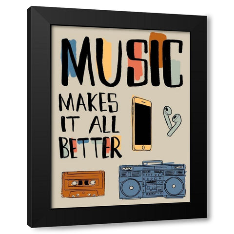 Better Music V3 Black Modern Wood Framed Art Print by Prime, Marcus