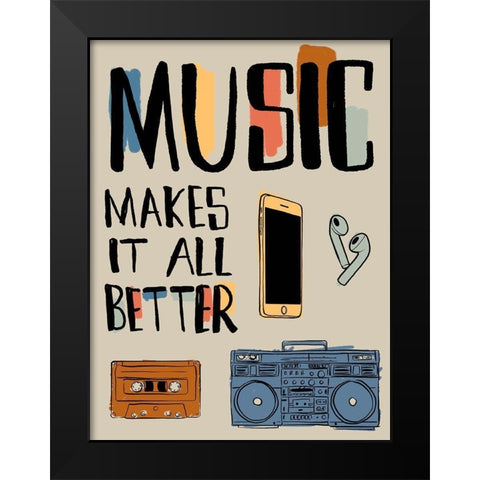 Better Music V3 Black Modern Wood Framed Art Print by Prime, Marcus