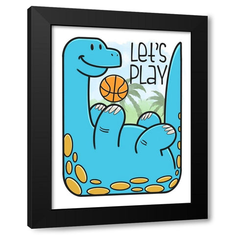 Dino Playing Black Modern Wood Framed Art Print by Prime, Marcus