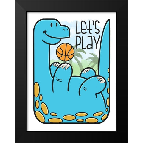 Dino Playing Black Modern Wood Framed Art Print by Prime, Marcus