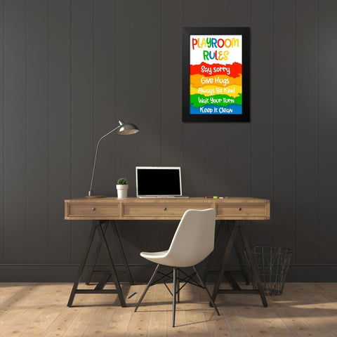 Playroom Rules Black Modern Wood Framed Art Print by Prime, Marcus