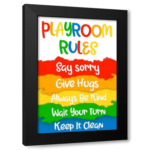 Playroom Rules Black Modern Wood Framed Art Print with Double Matting by Prime, Marcus