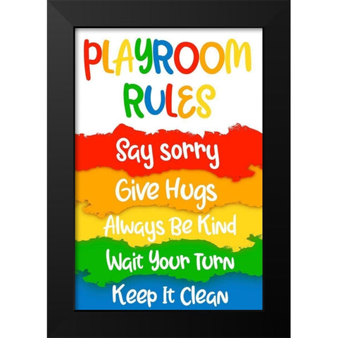 Playroom Rules Black Modern Wood Framed Art Print by Prime, Marcus