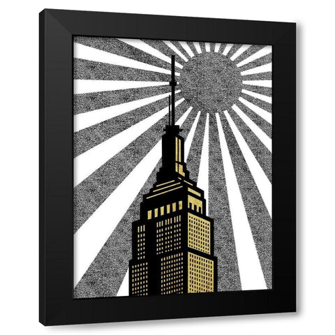 Golden Skyscraper Black Modern Wood Framed Art Print by Prime, Marcus