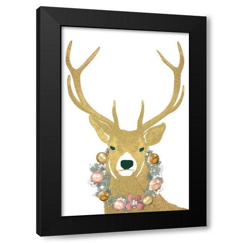 Festive Stag Black Modern Wood Framed Art Print by Prime, Marcus