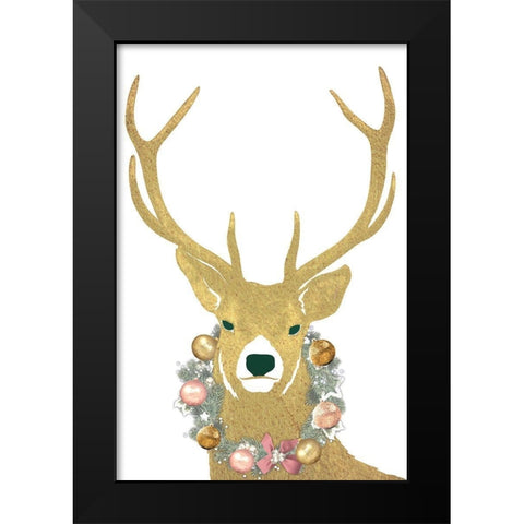 Festive Stag Black Modern Wood Framed Art Print by Prime, Marcus
