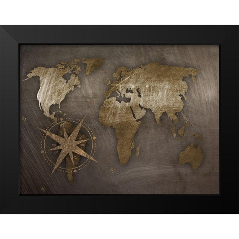 World Compass Black Modern Wood Framed Art Print by Prime, Marcus