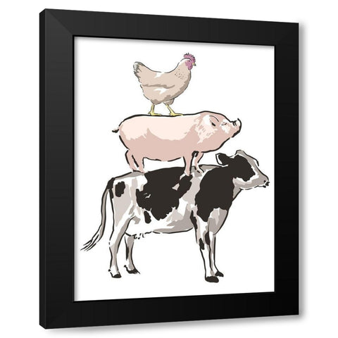 Barn Friends 1 Black Modern Wood Framed Art Print with Double Matting by Prime, Marcus
