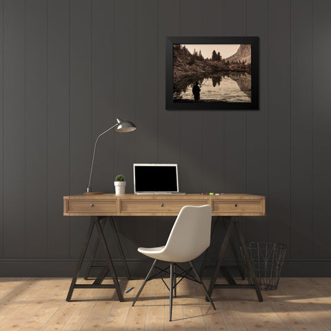 Lake Fishing Black Modern Wood Framed Art Print by Prime, Marcus