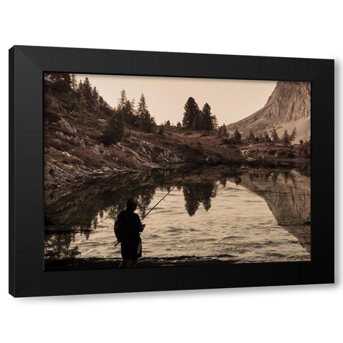 Lake Fishing Black Modern Wood Framed Art Print by Prime, Marcus