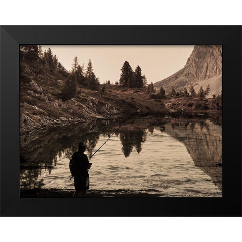 Lake Fishing Black Modern Wood Framed Art Print by Prime, Marcus