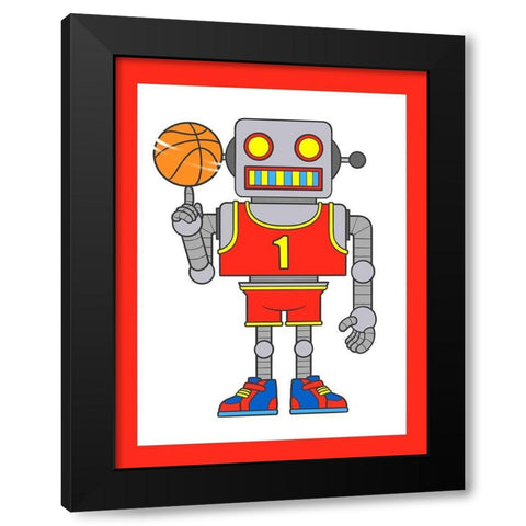 Robo Hoops 3 Black Modern Wood Framed Art Print with Double Matting by Prime, Marcus