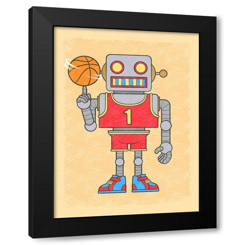 Robo Hoops Black Modern Wood Framed Art Print with Double Matting by Prime, Marcus