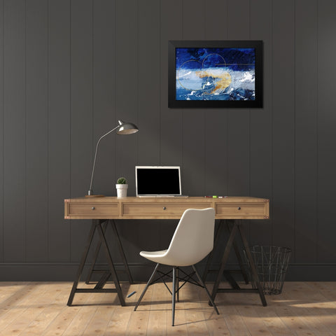 Indigo Gold Storm 2 Black Modern Wood Framed Art Print by Prime, Marcus