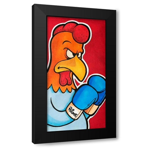 Rooster Battle 1 Black Modern Wood Framed Art Print by Prime, Marcus