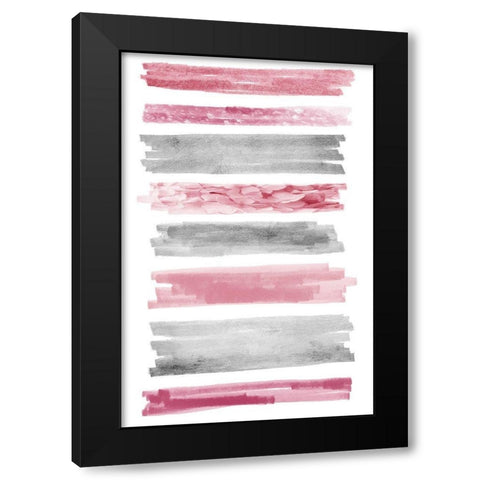 Blush Paint Streaks Black Modern Wood Framed Art Print by Prime, Marcus