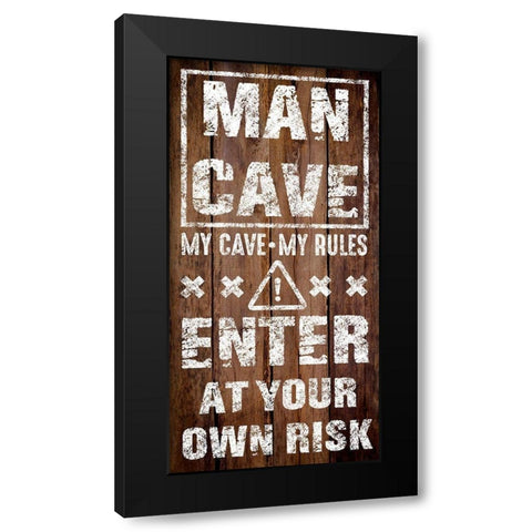 Enter Man Cave Black Modern Wood Framed Art Print with Double Matting by Prime, Marcus