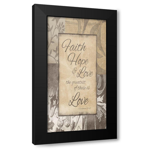 Faith Hope Love Black Modern Wood Framed Art Print with Double Matting by Prime, Marcus