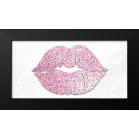 Pink Glitter Kiss Black Modern Wood Framed Art Print by Prime, Marcus