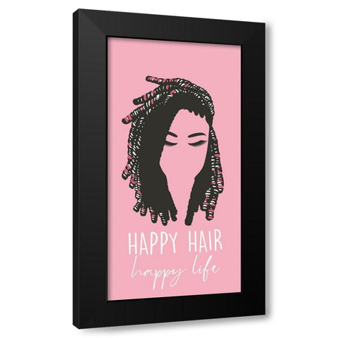 Happy Hair Black Modern Wood Framed Art Print with Double Matting by Prime, Marcus