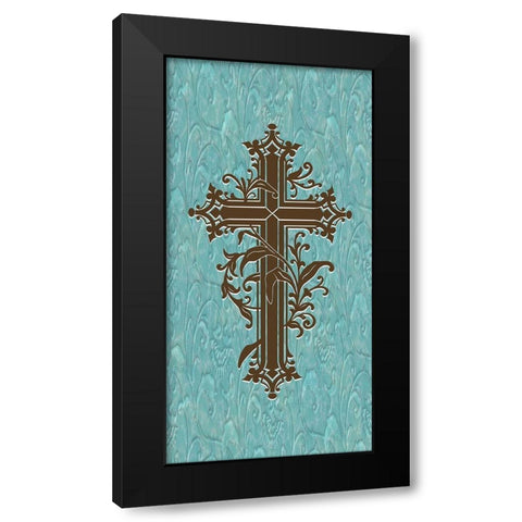 Marble Cross Black Modern Wood Framed Art Print with Double Matting by Prime, Marcus