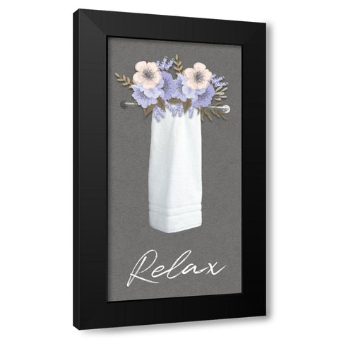 Relax Floral Towel 2 Black Modern Wood Framed Art Print by Prime, Marcus
