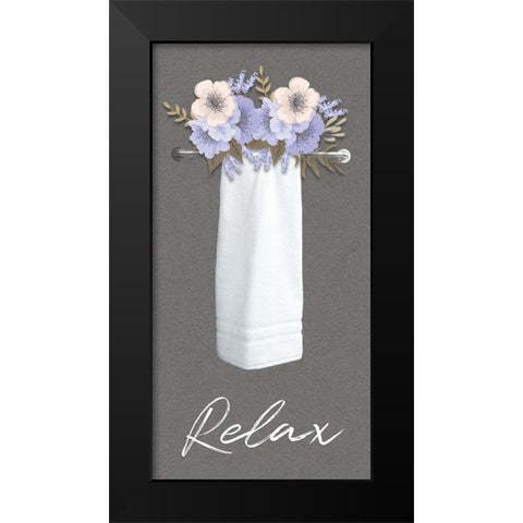 Relax Floral Towel 2 Black Modern Wood Framed Art Print by Prime, Marcus