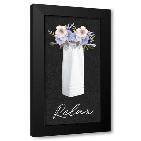 Relax Floral Towel Black Modern Wood Framed Art Print by Prime, Marcus
